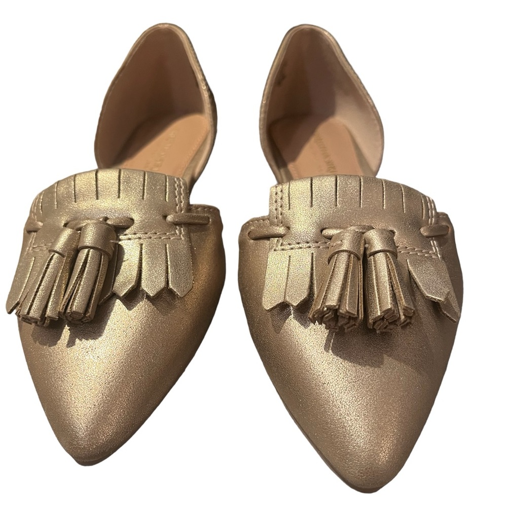 New In Box Women’s Size 6.5 W Gold Christian Siriano Tassel Loafer Flat Shoes